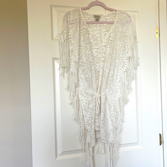 Lucky Brand Boho Chic Lace Fringe top size M - Picture 2 of 14